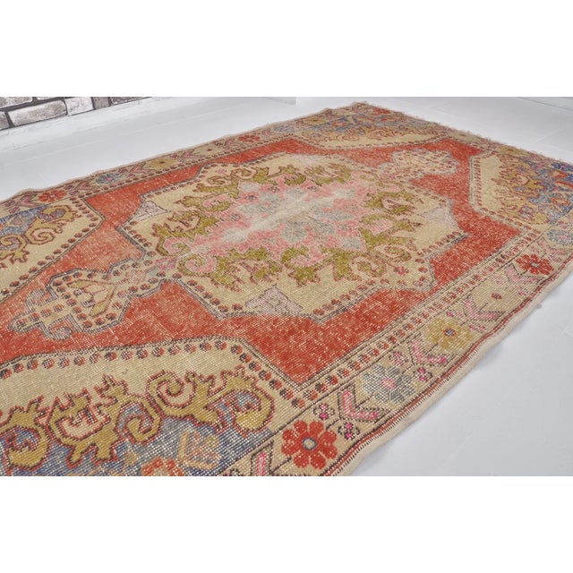 Orange Oushak Vintage Turkish Carpet For Sale - Image 8 of 11