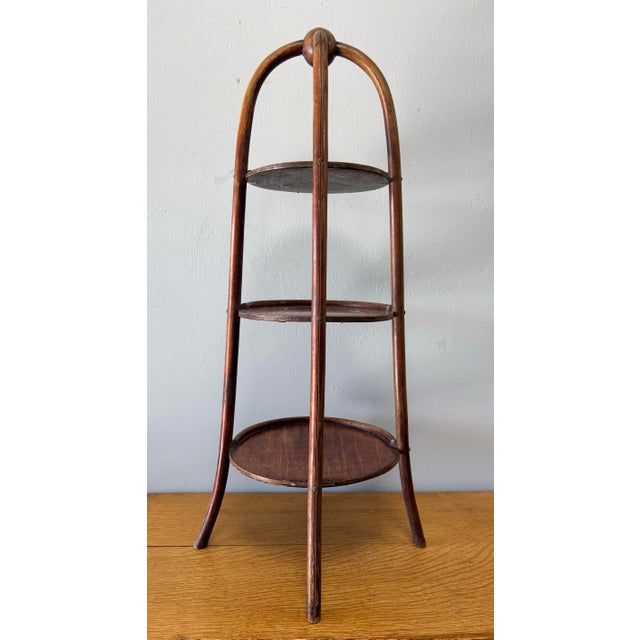 Wood Antique Bentwood Cake or Muffin Tiered Stand For Sale - Image 7 of 10