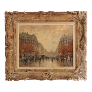 Parisian Street Scene Painting by Jean Salabet (1913-1995)