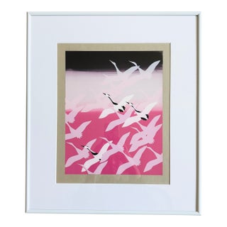 Pink Cranes Original Serigraph For Sale