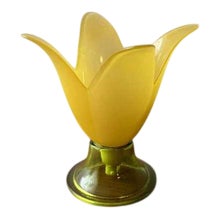 Vintage Glass Table Lamp in Yellow and Green Glass, 1980s For Sale