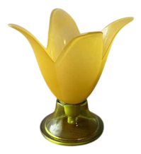 Vintage Glass Table Lamp in Yellow and Green Glass, 1980s