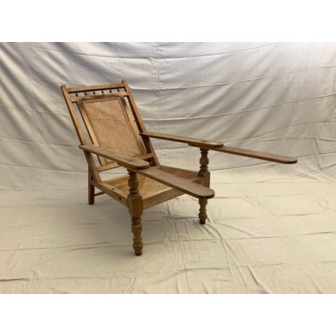 Early 20th Century 19th Century Anglo-Indian Caned Planter's Chair With Spindle-Rail Crest For Sale - Image 5 of 6