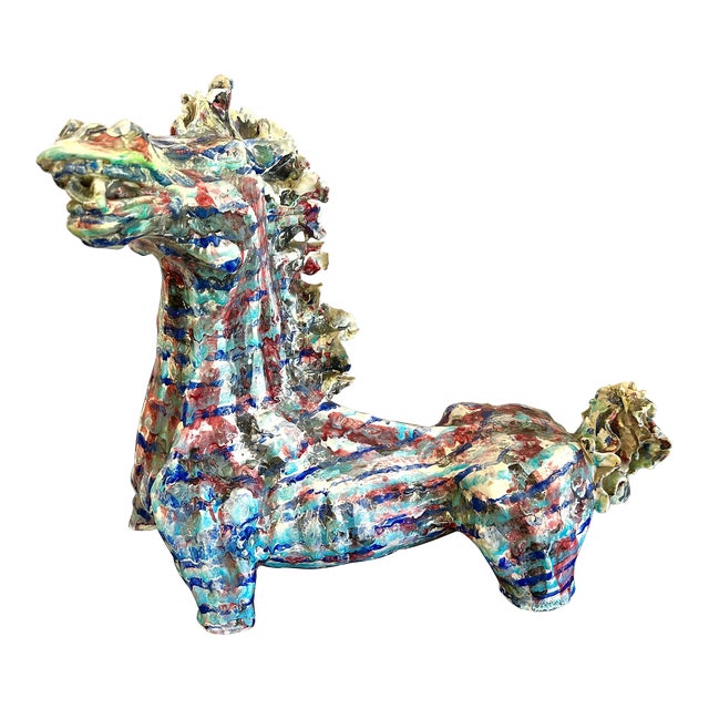 Monumental Ceramiche Guerrieri Murano Venezia Pottery Horse For Sale