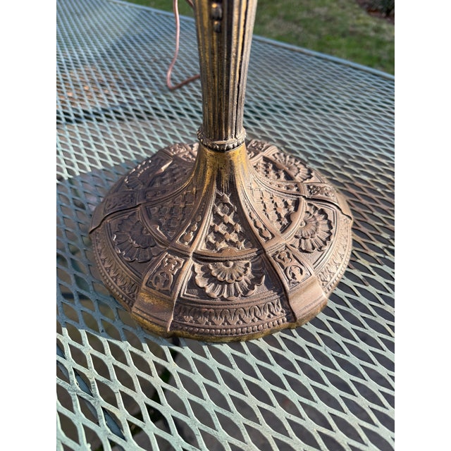 Early 20th Century American Art Nouveau Caramel Slag Glass Lamp For Sale - Image 13 of 18