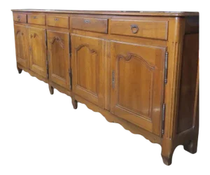 Large Narrow Walnut French 18th Century Buffet a Deux Corps Armoire