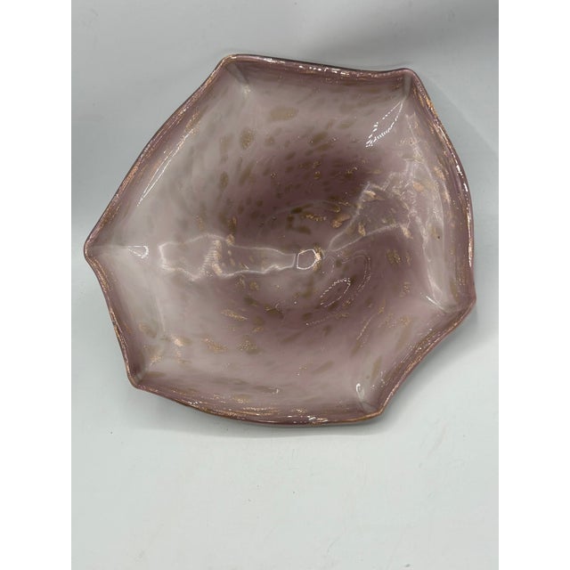 Murano Mid-Century Murano Lavender and White Aventurine Glass Centerpiece Bowl For Sale - Image 4 of 15