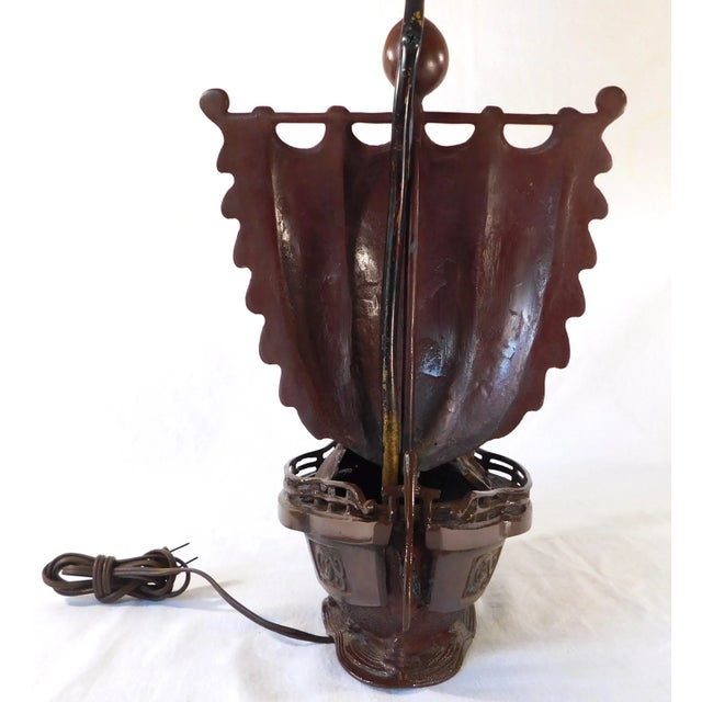 Brown Vintage Mid Century Cast Iron Pirate Ship Table Lamp For Sale - Image 8 of 12