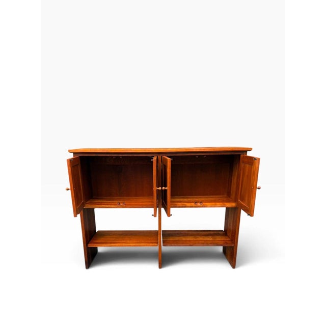 Late 20th Century Solid Cherry Sideboard Console Table | Stickley Style | Four Doors With Open Lower Shelf For Sale - Image 9 of 12