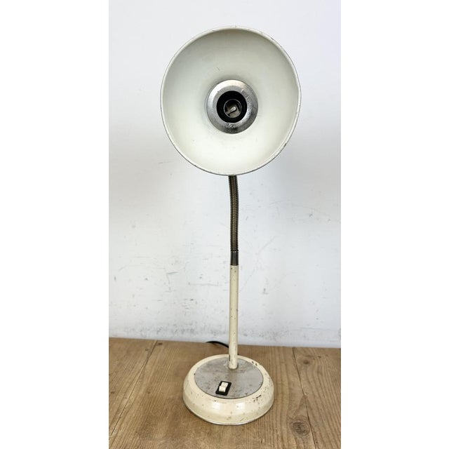 Industrial Beige Gooseneck Table Lamp from Polam, 1960s For Sale - Image 10 of 18