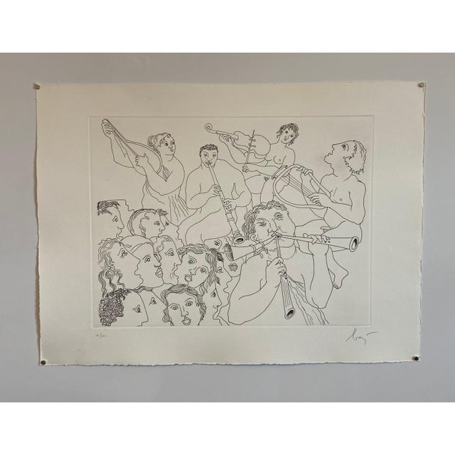 Late 20th Century Enrico Baj, Italian Surrealist Aquatint Etching Enrico Baj Pop Art Nude Mod Cherubs Angels, c.1980's For Sale - Image 5 of 8