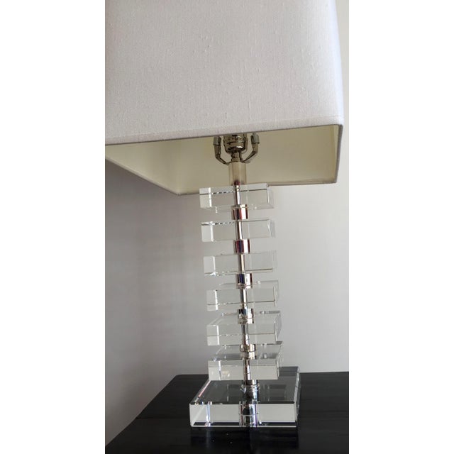 Robert Abbey Vintage Stacked Crystal Table Lamp | Chairish