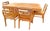 VTG Solid Wood Asian Motif Table and 6 Chairs With Orig Upholstery For Sale