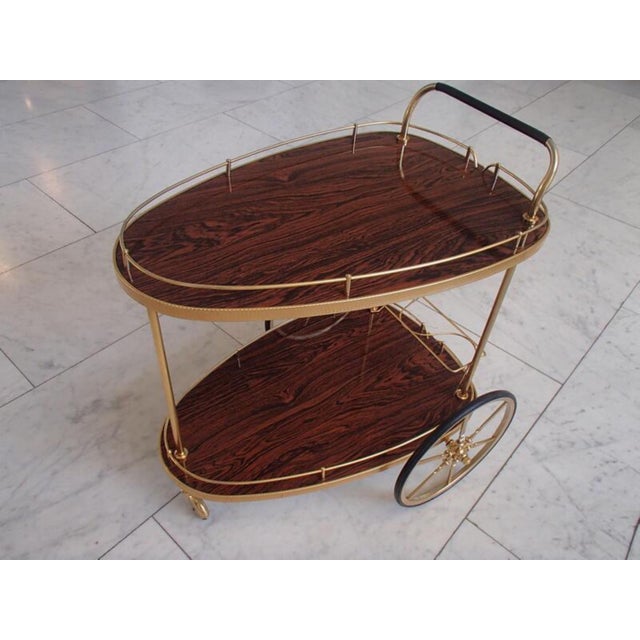 Mid-Century Modern Triangular Kelko Serving Stand with Brass Frame, 1950s For Sale - Image 3 of 13