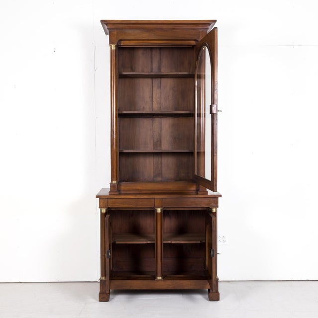 19th Century 19th Century Period French Empire Walnut Lyonnaise Bibliotheque or Bookcase For Sale - Image 5 of 14