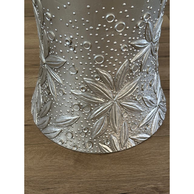2010s Baker Furniture Art Deco Silver Leaf Side Drum Drink Table by Thomas Pheasant For Sale - Image 5 of 9