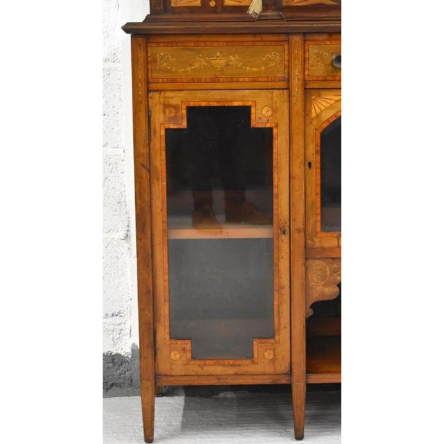 Wood Victorian Sideboard in Mahogany Inlaid with Mirror Back, 1890 For Sale - Image 7 of 9