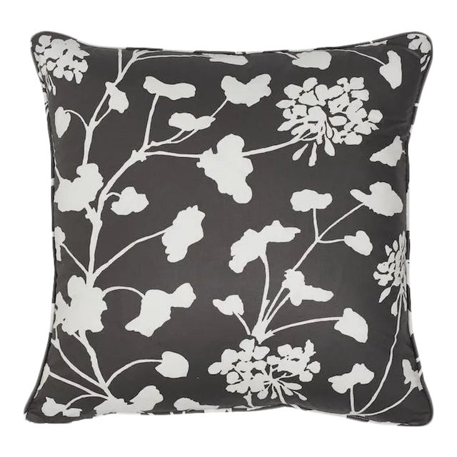 Schumacher Pennick Chintz 20" Pillow in Black For Sale