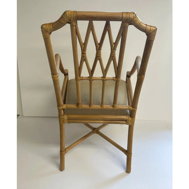 McGuire Bamboo Armchair With Upholstered Seat For Sale - Image 10 of 11