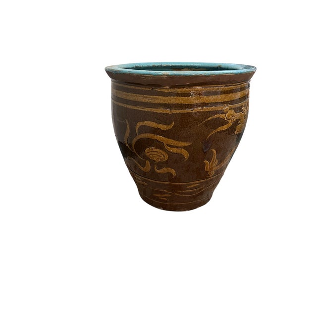 Ceramic Large Antique Chinese Black Egg Ceramic Jardiniere For Sale - Image 7 of 12