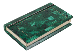 Antique Victorian Malachite Stone Box with Natural Mineral Samples, 1880