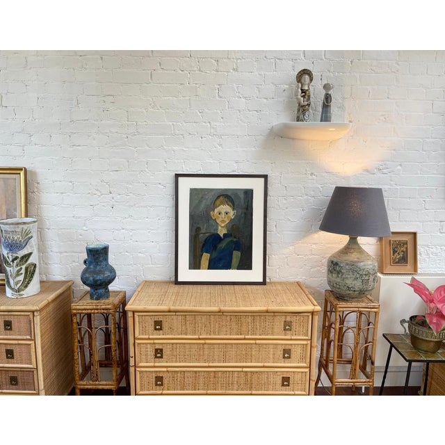 Modern Raymond Debiève, Portrait of Boy in a Chair, 1960s, Gouache on Paper, Framed For Sale - Image 3 of 17