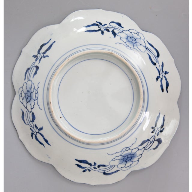 19th Century Japanese Meiji Period Imari Blue Scalloped Chargers Plates - A Pair For Sale In Houston - Image 6 of 11