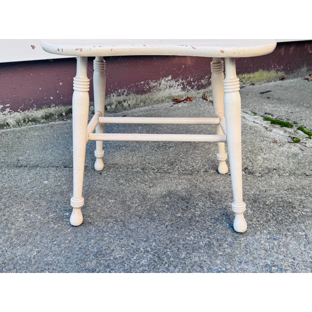 Vintage 1930s Painted Oak Wood Kidney Shaped Stool For Sale - Image 4 of 8