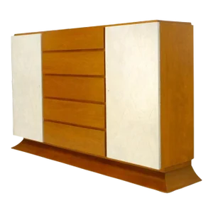 Art Deco 5 Drawers w/ 2 Secret Drawers 2 Leather Diamond Doors Compartment