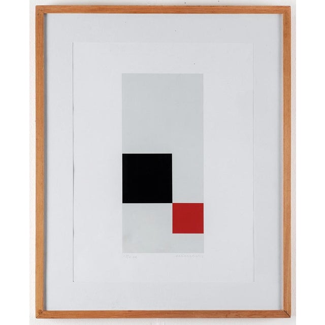 Beautiful silkscreen print numbered 1/20 and signed serigraph by constructivist artist Jo Niemeyer, 1980s. Framed. This...