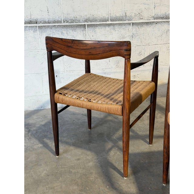 Brown In Style of h.w. Klein for Bramin Rosewood Woven Cord Dining Chairs Set of 4 Danish Mid-Century Modern 1960s For Sale - Image 8 of 10