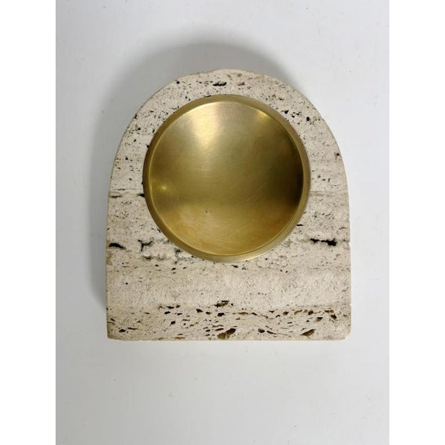Travertine and Brass Ashtray, France, 1960s For Sale - Image 13 of 14