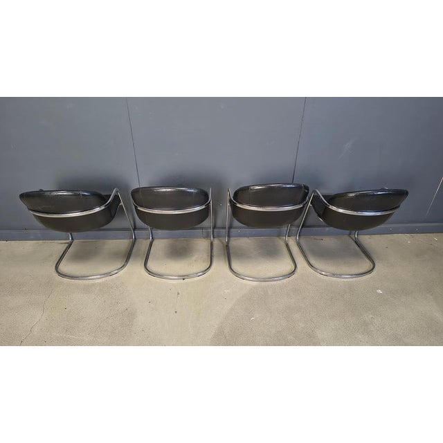 Black Dining Chairs by Gastone Rinaldi for Thema, Italy, 1970s, Set of 4 For Sale - Image 8 of 15