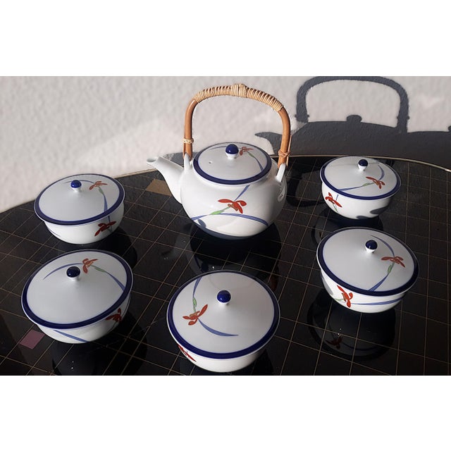 Japanese Porcelain Tea Service from Koransha Orchidee, Set of 6 For Sale - Image 10 of 12