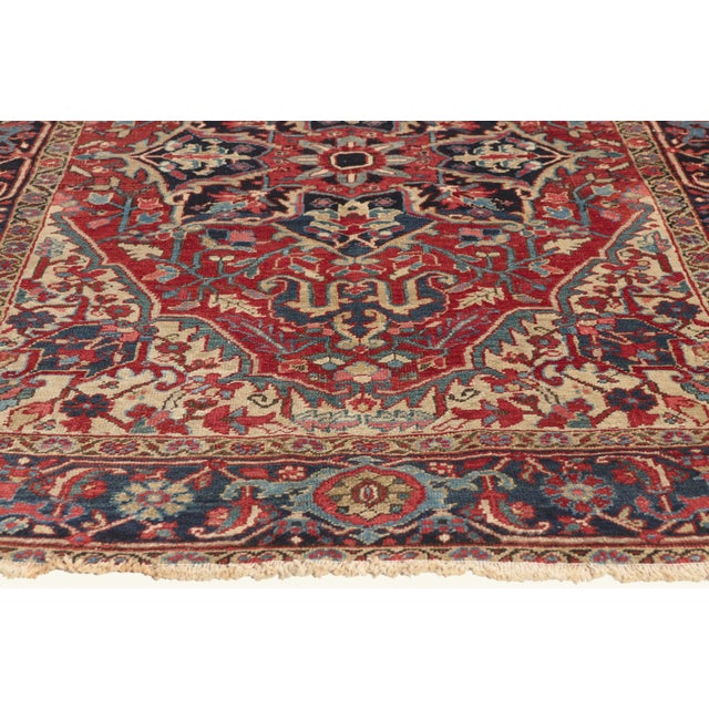 Antique Persian Heriz Rug, 04'11 X 06'04 For Sale - Image 4 of 10