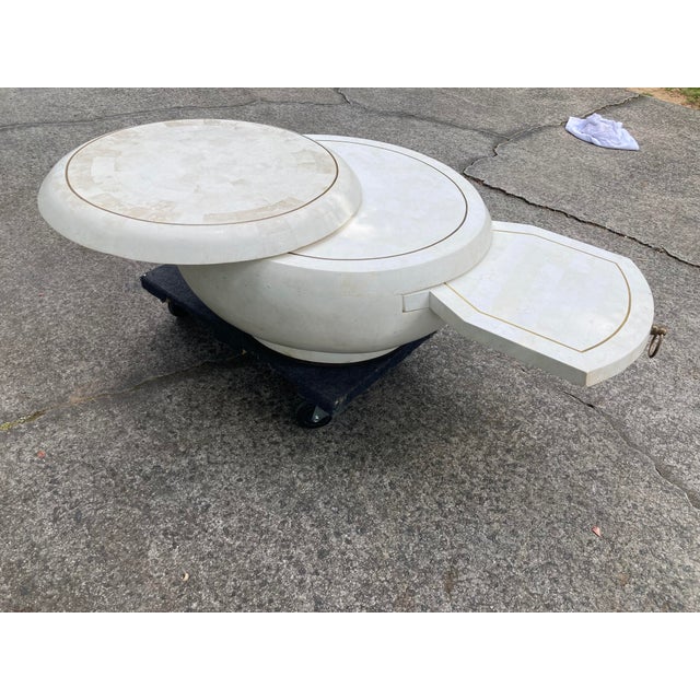 Late 20th Century Post-Modern Tessellated Stone Expanding Occasional Table After Karl Springer For Sale - Image 11 of 12