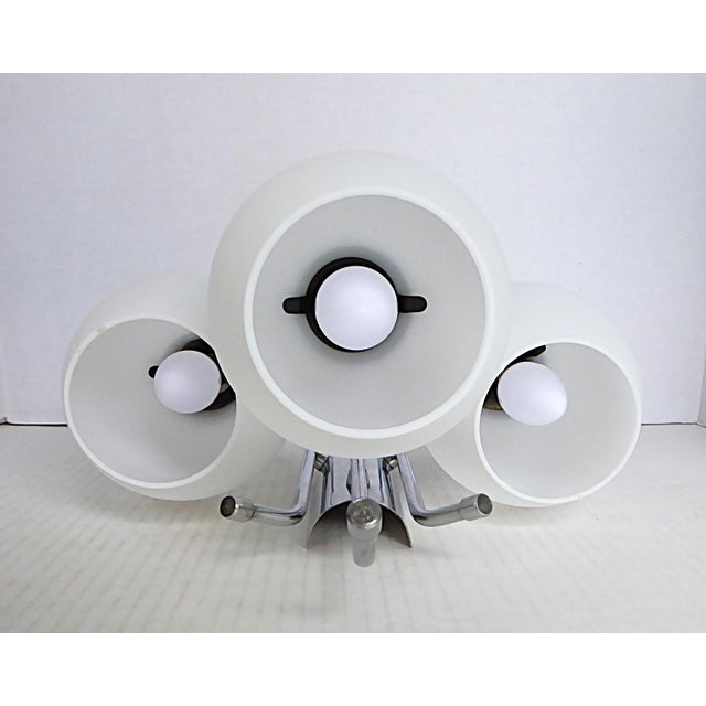 Mid-Century Modern 1960s Mid Century Modern 3- Light Chrome Wall Light W. Satin Glass Globes, Spain For Sale - Image 3 of 15