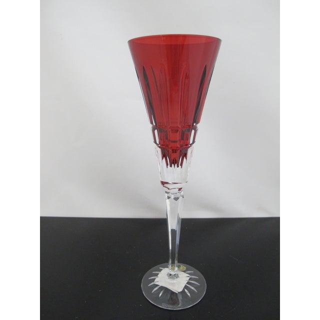 Early 21st Century Waterford Crystal 12 Days of Christmas 10 Lords Leaping Crimson Champagne Flute For Sale - Image 5 of 9