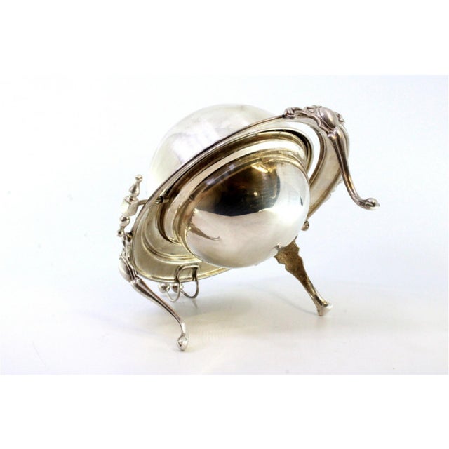 Silver and Glass Caviar Bowl with Applications, Knob Lid and Claw-Shaped Feet For Sale - Image 9 of 11