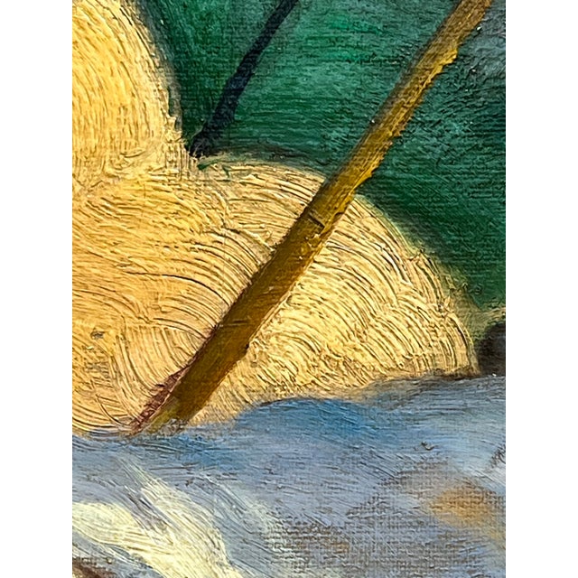 Antique 1920s Impressionistic Oil on Canvas Beach Scene For Sale - Image 4 of 12