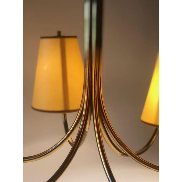 Large Austrian Chandelier with Six Shades in Brass from Josef Frank, 1954 For Sale - Image 11 of 15