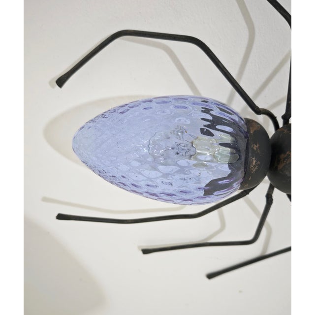 Mid-Century Modern Wall Lamp in Metal and Murano Glass Depicting a Spider, Italy, 1950s For Sale - Image 11 of 17