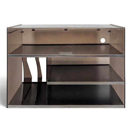 Hi-Fi Cabinet with Drop-Down Door in Smoked Acrylic Glass and Chrome-Plated Metal, 1970s For Sale - Image 9 of 9