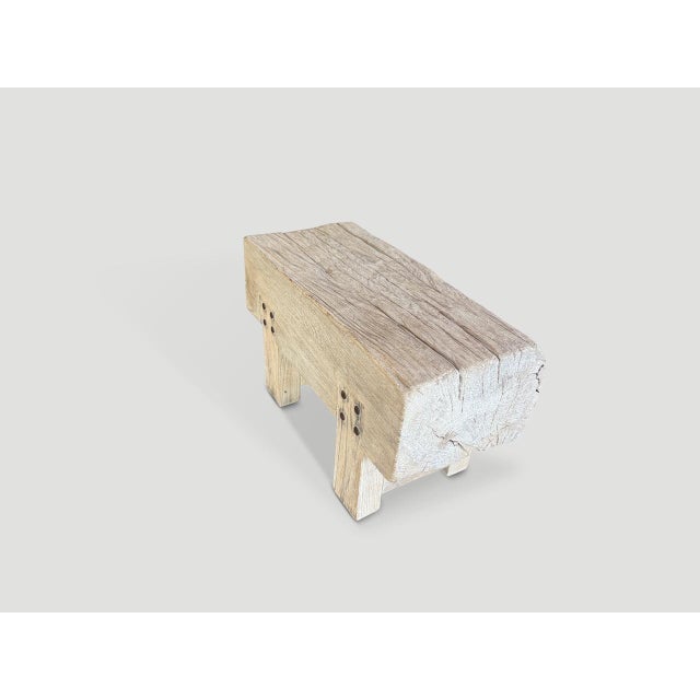 Contemporary Andrianna Shamaris Impressive Teak Wood Log Style Bench For Sale - Image 3 of 5