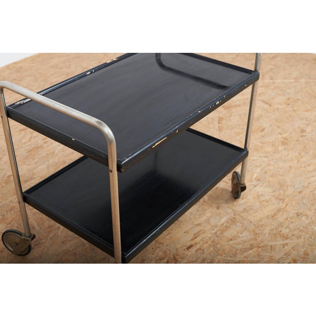 Servierboy in Chrome-Plated Steel Tubing, Casters, and Wood from Ebo AG, 1954 For Sale - Image 6 of 9