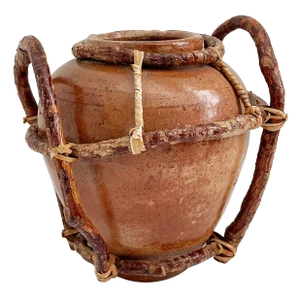 Vintage Mexican Clay Pot With Willow Branches