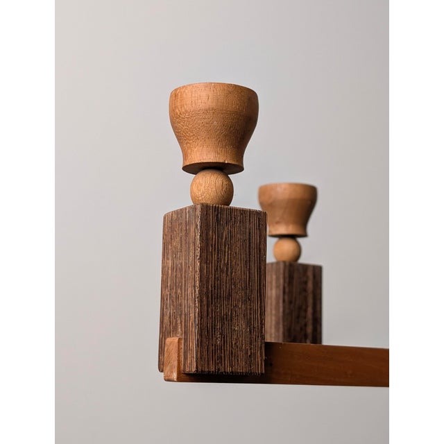 Brown Art Deco Danish Wooden Candle Chandelier, 1970s For Sale - Image 8 of 17