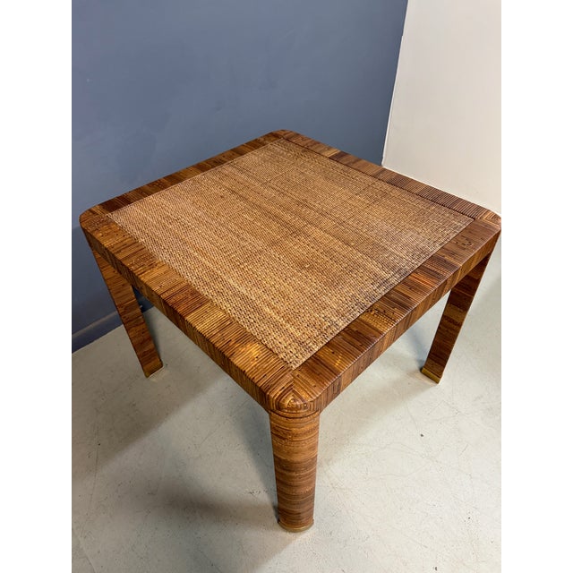 Attributed to Billy Baldwin for Bielecky Brothers Rattan Game Table and Chairs, Set of 3 1970s For Sale - Image 14 of 18