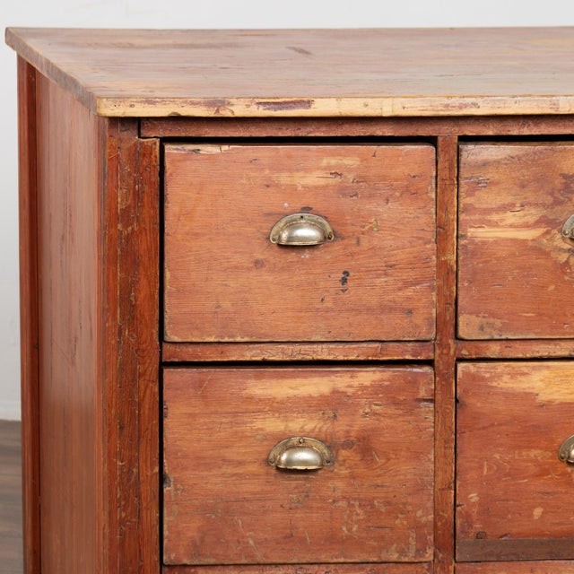 Brown 19th Century Danish Pine 12-Drawer Apothecary Sideboard Kitchen Island For Sale - Image 8 of 13