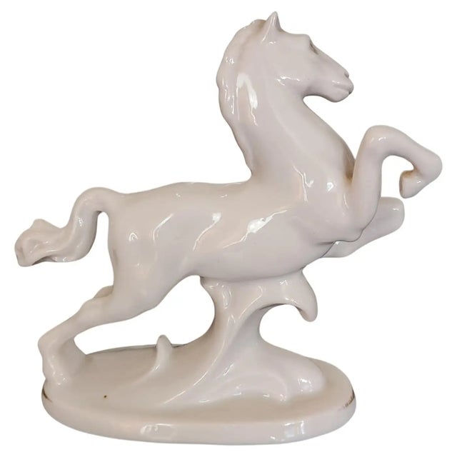 Mid-Century Modern Antique Porcelain Horse Gold Trim Erphila Germany For Sale - Image 3 of 6